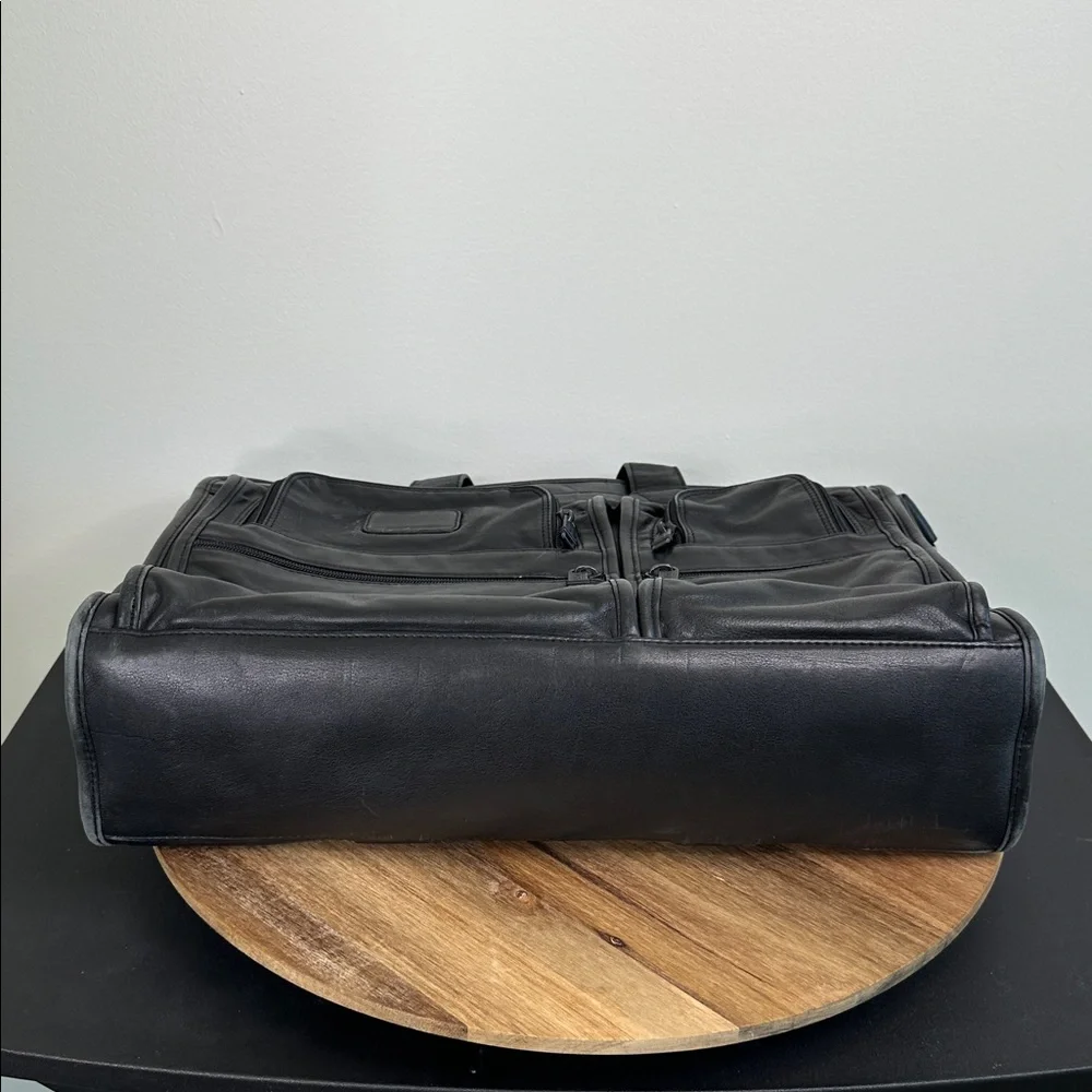 TUMI Alpha Black Leather Expandable Briefcase